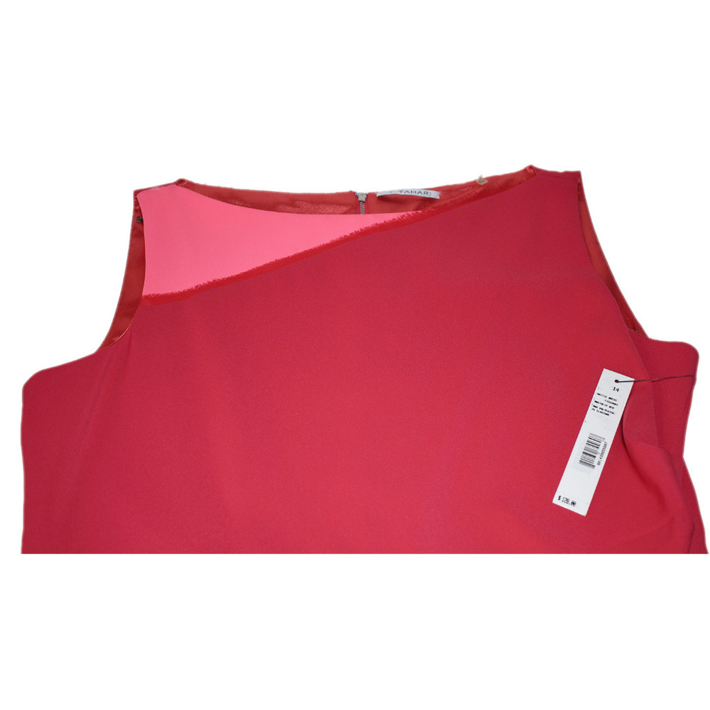 Tahari Dress Hattie Ruched Waist Red Flame - Picture 5 of 7